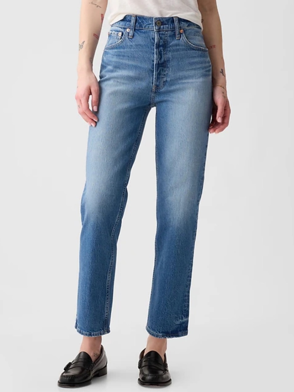 GAP High Rise Cheeky Straight Light Wash Jeans